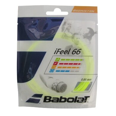 Stringing with Badminton String Babolat iFeel 66 yellow