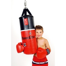 Bandito Punching Bag Set Junior with Boxing Gloves (for children aged 6 to 15) - black/red