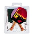 Bandito Table Tennis Racket Set Eco Star (2x Rackets, 3x Balls, 1x Net) - 1 Set