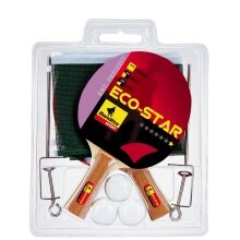 Bandito Table Tennis Racket Set Eco Star (2x Rackets, 3x Balls, 1x Net) - 1 Set