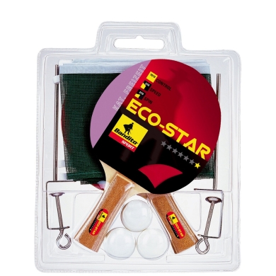 Bandito Table Tennis Racket Set Eco Star (2x Rackets, 3x Balls, 1x Net) - 1 Set