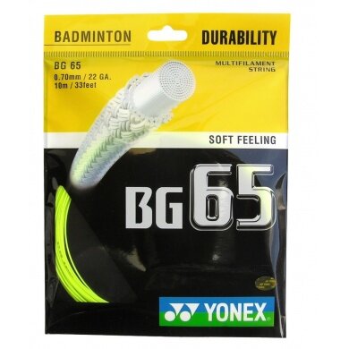 Stringing with Badminton String Yonex BG65 (Allround+Durability) yellow