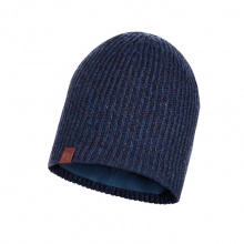 Buff Knitted Hat (Beanie) Lyne Knit and Polar dark blue