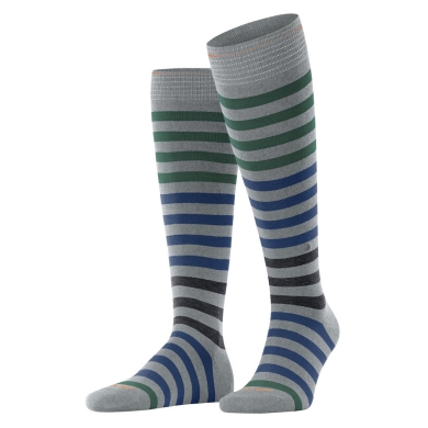 Burlington Knee Socks Blackpool (Block Stripes) Grey/Blue Men - 1 Pair