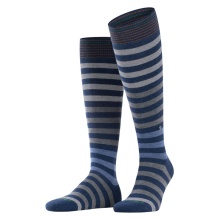 Burlington Knee Socks Blackpool (Block Stripes) Dark Blue/Grey Men - 1 Pair