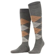 Burlington Knee Socks Edinburgh (Argyle Pattern) Anthracite Grey Men - 1 Pair