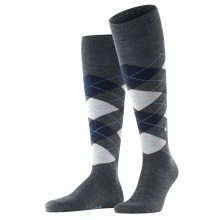 Burlington Knee Socks Edinburgh (Argyle Pattern) Dark Grey Men - 1 Pair