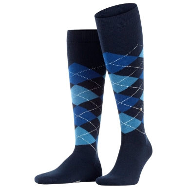 Burlington Knee Socks Edinburgh (Argyle Pattern) Space Blue Men - 1 Pair