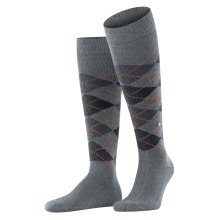 Burlington Knee Socks Preston (Argyle Pattern) Light Grey Men - 1 Pair