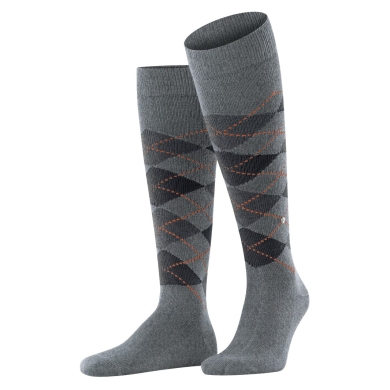 Burlington Knee Socks Preston (Argyle Pattern) Light Grey Men - 1 Pair