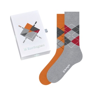 Burlington Daily Sock Crew Basic 2-Pack Gift Box grey/orange Men - 2 Pairs