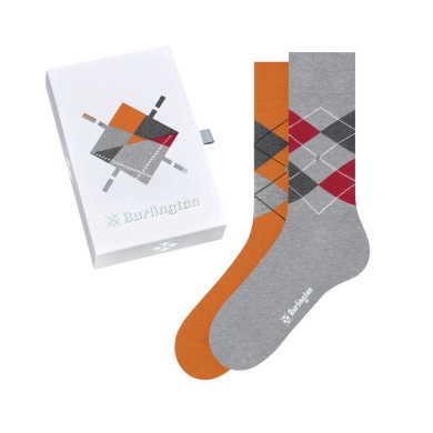 Burlington Daily Sock Crew Basic 2-Pack Gift Box grey/orange Men - 2 Pairs