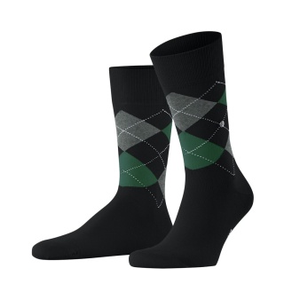 Burlington Daily Sock Crew King SO (Argyle Pattern) #23 black/green Men - 1 Pair