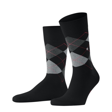 Burlington Daily Sock Crew King SO (Argyle Pattern) #23 black Men - 1 Pair