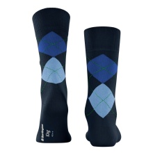 Burlington Daily Sock Crew King SO (Argyle Pattern) #23 navy blue Men - 1 Pair