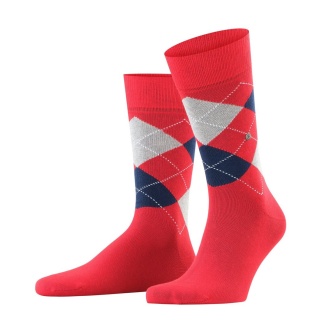 Burlington Daily Sock Crew King SO (Argyle Pattern) #23 red Men - 1 Pair