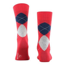 Burlington Daily Sock Crew King SO (Argyle Pattern) #23 red Men - 1 Pair