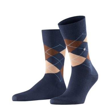 Burlington Daily Sock Edinburgh SO navy/brown Men - 1 Pair