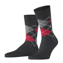 Burlington Daily Sock Manchester (Argyle Pattern) anthracite gray/red Men - 1 Pair