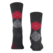 Burlington Daily Sock Manchester (Argyle Pattern) anthracite gray/red Men - 1 Pair