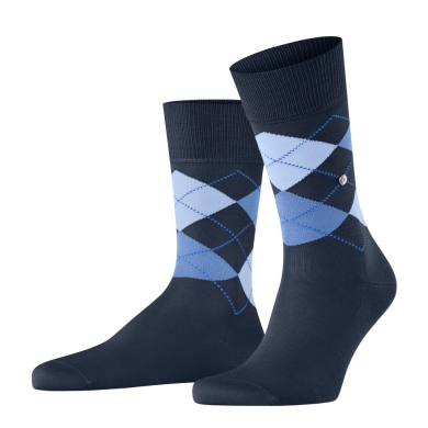 Burlington Daily Sock Manchester (Argyle Pattern) Navy Blue Men - 1 Pair