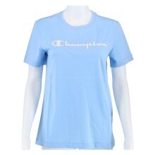 Champion Shirt (Cotton) Big Logo Print Light Blue Women