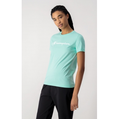 Champion Shirt (Cotton) Big Logo Print Light Green Women