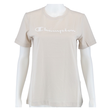 Champion Shirt (Cotton) Big Logo Print beige Women