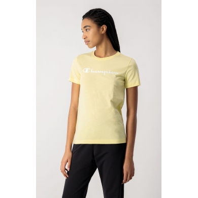 Champion Shirt (Cotton) Big Logo Print Yellow Women