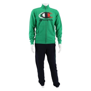 Champion Tracksuit Graphic (Jacket & Trousers made of Cotton) Green/Navy Blue Boys