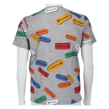 Champion Leisure Tshirt (Cotton) Allover Logo Print grey Kids