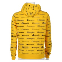 Champion Hoodie All Over Logo Print Yellow Kids