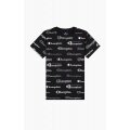 Champion Leisure T-shirt (Cotton) Allover Script Print Black Boys