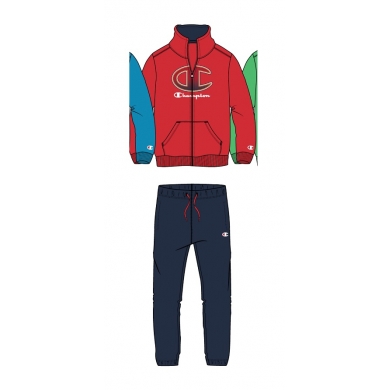 Champion Tracksuit Logo (Jacket & Trousers made of Cotton) red/navy blue Boys