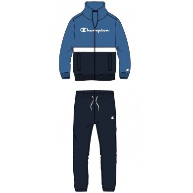 Champion Tracksuit Logo (Jacket & Trousers made of Cotton) blue/navy Boys