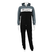 Champion tracksuit in colour block design (jacket & trousers made of cotton) dark grey/black children