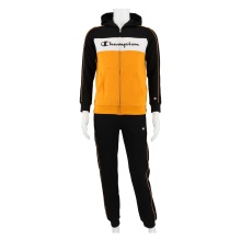 Champion Tracksuit in Colour Block Design (Jacket & Trousers made of Cotton) Black/Yellow Kids