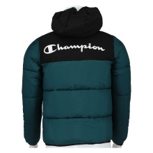 Champion quilted jacket with hood and small logo petrol blue boys