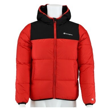 Champion quilted jacket with hood and small logo red boys