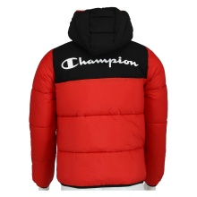 Champion quilted jacket with hood and small logo red boys