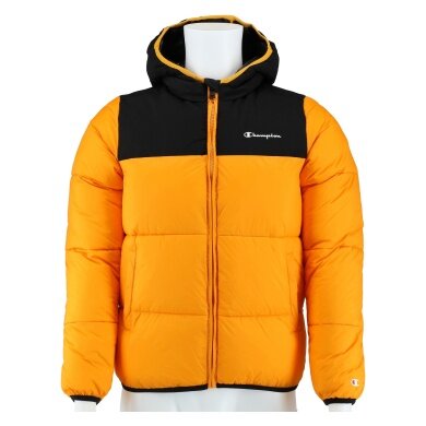 Champion quilted jacket with hood and small logo yellow children