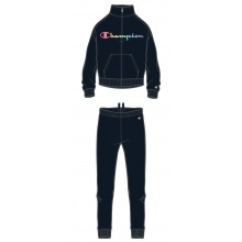 Champion Tracksuit (Jacket & Trousers made of Cotton) Big Logo Print Black Girls