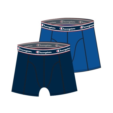 Champion Boxershort (Cotton) Underwear with Blue Waistband 2022 Navy Blue/Royal Blue Men - 2 Pack