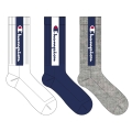 Champion Tennis Socks (Cotton) Crew Logo Print 2022 white/navy blue/grey Men - 3 Pairs