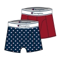 Champion Boxershort (Cotton) Underwear Allover Logo Print navy blue/red Men - 2 Pack