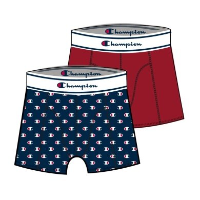 Champion Boxershort (Cotton) Underwear Allover Logo Print navy blue/red Men - 2 Pack