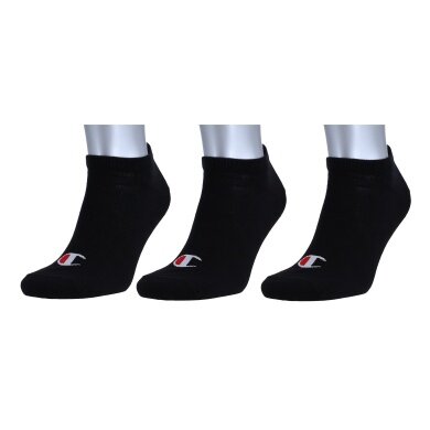 Champion Tennis Socks (Cotton) Sneaker Logo Print 2024 Black Men - 3 Pairs