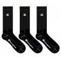 Champion Tennis Socks (Cotton) Crew C Logo Print Black Men - 3 Pairs