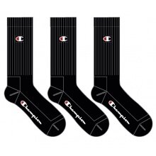 Champion Tennis Socks (Cotton) Crew C Logo Print Black Men - 3 Pairs