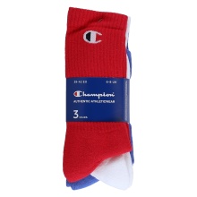 Champion Tennis Socks (Cotton) Crew C Logo-Print 2024 red/white/blue Men - 3 Pairs